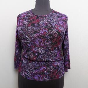 TanJay Paisley Knit Top Purple Black Large